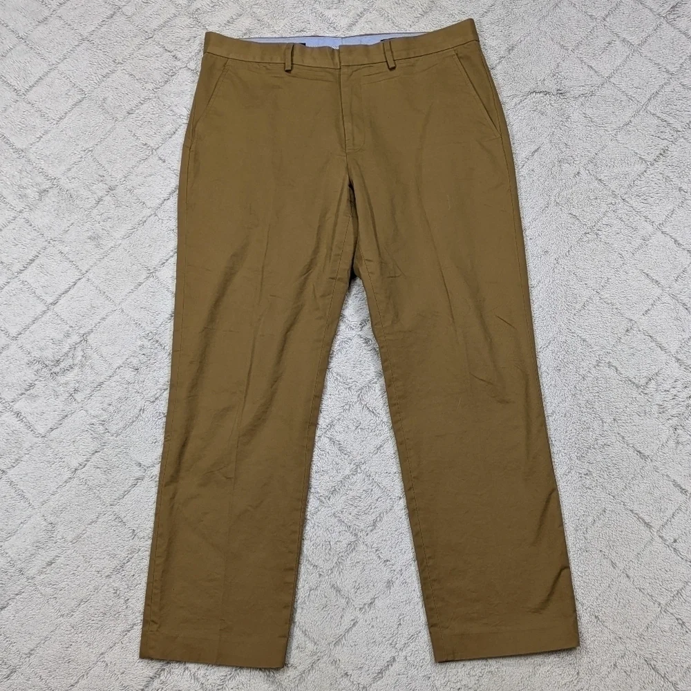 J. Crew Pants Mens 36x32 Brown Khaki Before Chino Straight Cotton Pleat Work
